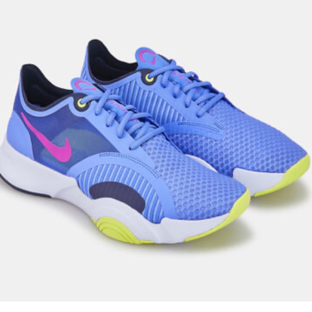 Nike women’s SuperRep Go training shoes in shade sapphire/red plum.